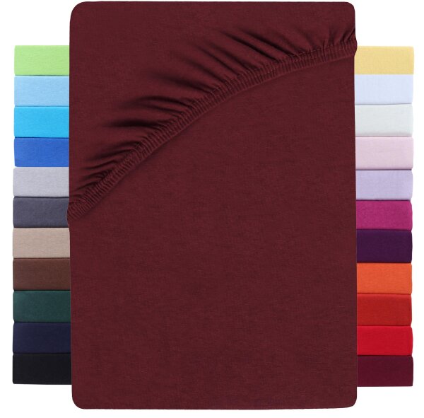 Premium Boxspringbett Spannbettlaken 180x200 bis 200x220 cm, Bordeaux rot