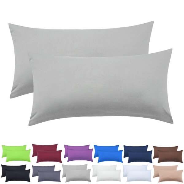 Jersey Kissenbezüge 2er-Pack 40x80 cm Silber grau