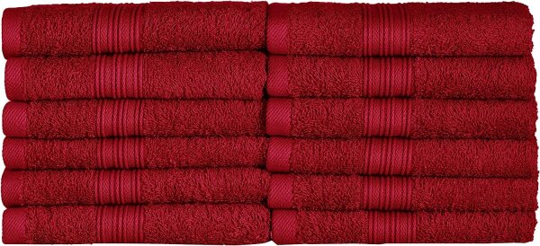 NatureMark 12er Pack Gästetücher | Premium Qualität | 100% Baumwolle | 30x50cm | Bordeaux rot