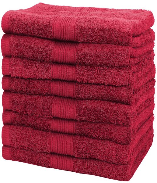 NatureMark 8er Pack Handtücher | Premium Qualität | 100% Baumwolle | 50x100cm | Bordeaux rot