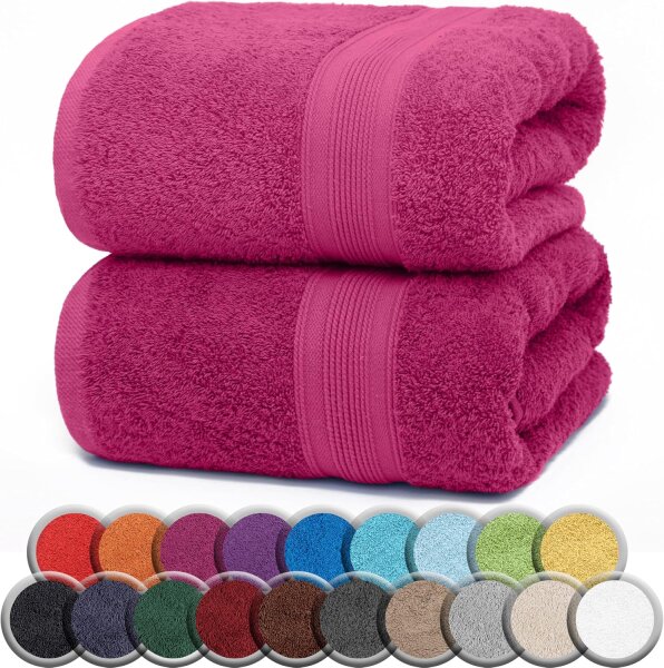 NatureMark 2er Pack Saunatücher | Premium Qualität | 100% Baumwolle | 80x200cm | Pink