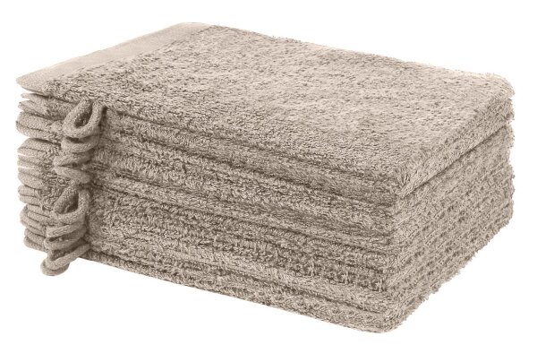 NatureMark 10er Pack Waschhandschuhe Waschlappen | Premium Qualität | 100% Baumwolle | 15x21cm | Sand