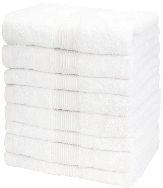 NatureMark 8er Pack Handtücher | Premium Qualität | 100% Baumwolle | 50x100cm | Weiß