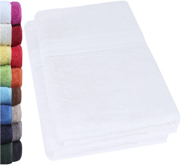 NatureMark 2er Pack Badetücher | Premium Qualität | 100% Baumwolle | 100x150cm | Weiß