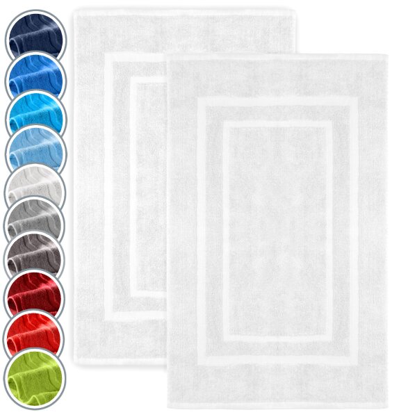 NatureMark 2er Pack Badvorleger | Premium Qualität | 100% Baumwolle | 50 x 80 cm | Duschvorleger Duschmatte Doppelpack | Weiß