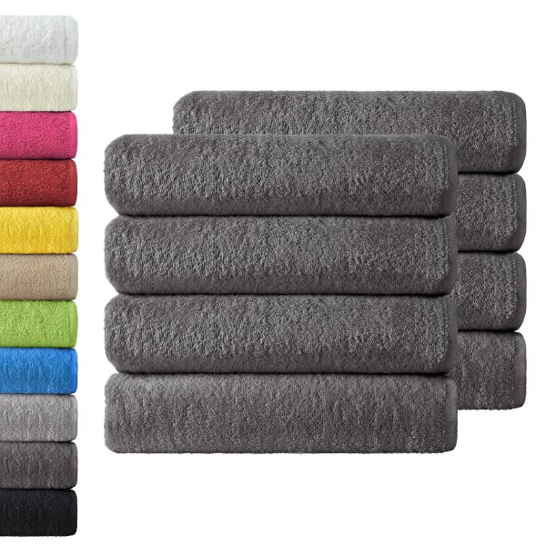 NatureMark 8er Spar-Pack Frottier Handtücher | Handtuch-Set | 50 x 100 cm | Anthrazit grau | 100% Baumwolle