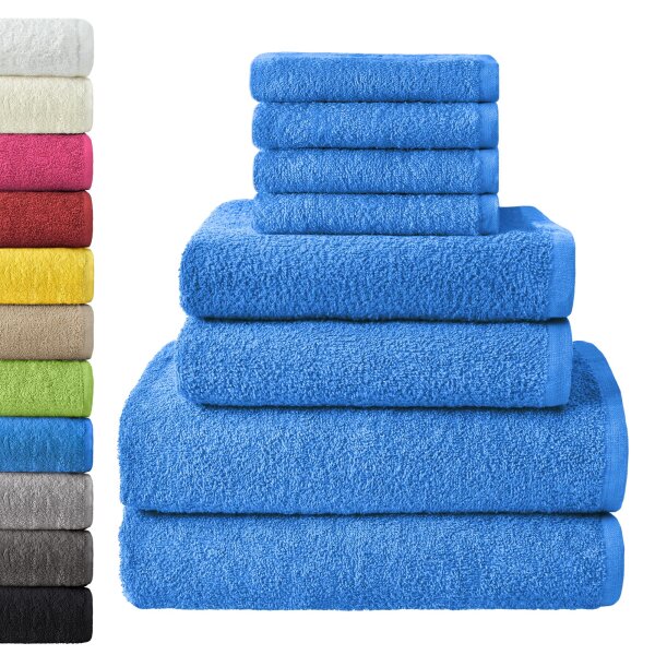 NatureMark 8 TLG. FROTTIER Handtuch-Set mit verschiedenen Größen 4X Gästetücher | 2X Handtücher | 2X Duschtücher | Farbe: Royal blau | 100% Baumwolle