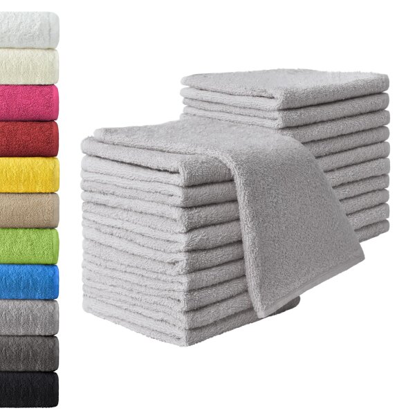 NatureMark 20er Spar-Pack Frottier Gästetücher | 30 x 50 cm | 100% Baumwolle | Silber grau