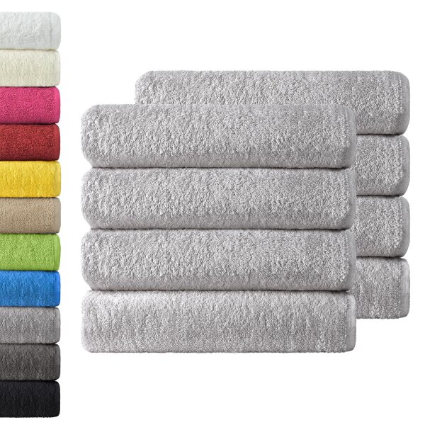 NatureMark 8er Spar-Pack Frottier Handtücher | Handtuch-Set | 50 x 100 cm | Silber grau | 100% Baumwolle